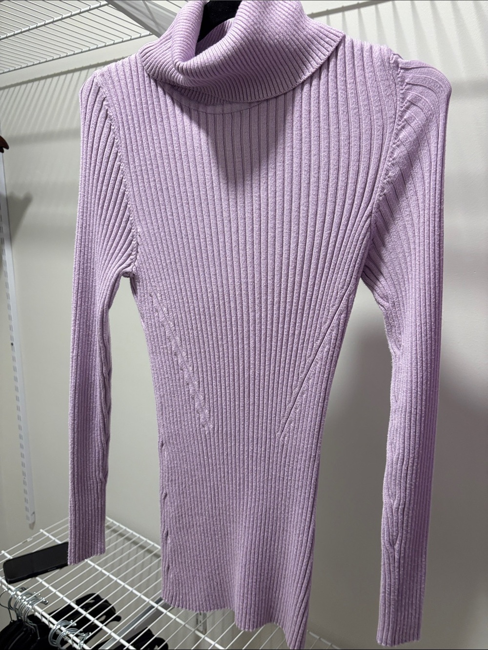 Lavender Ribbed Turtleneck Sweater - Women